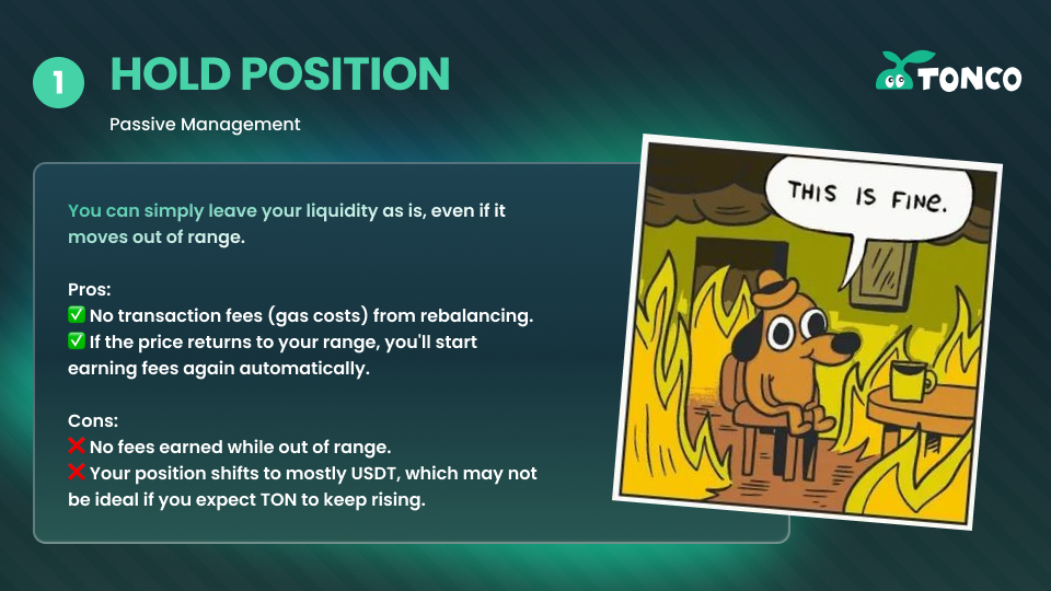 Passive liquidity management on TONCO DEX