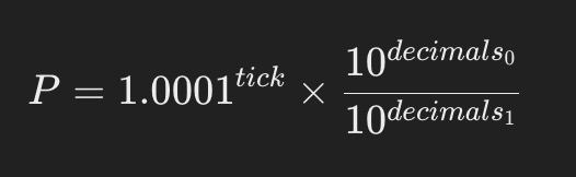 Tick to price formula on TONCO DEX